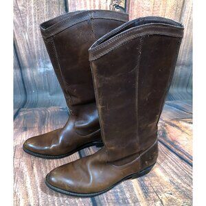 Frye RIDER Brown Leather Pull On Boots 77359 Womens 7 (t5a)